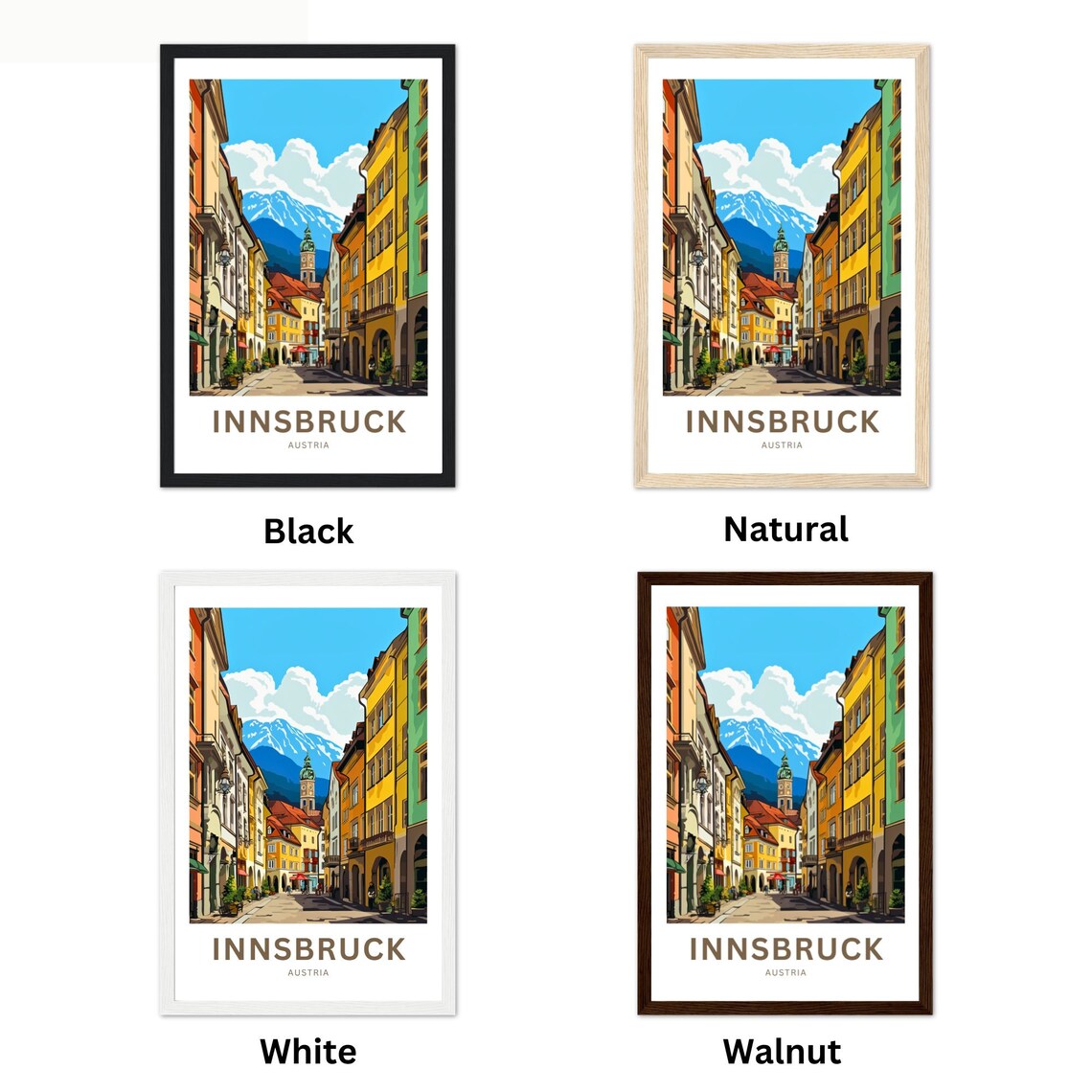 Innsbruck Austria Old Town Street Alpine Mountain View Travel Poster - Image 2