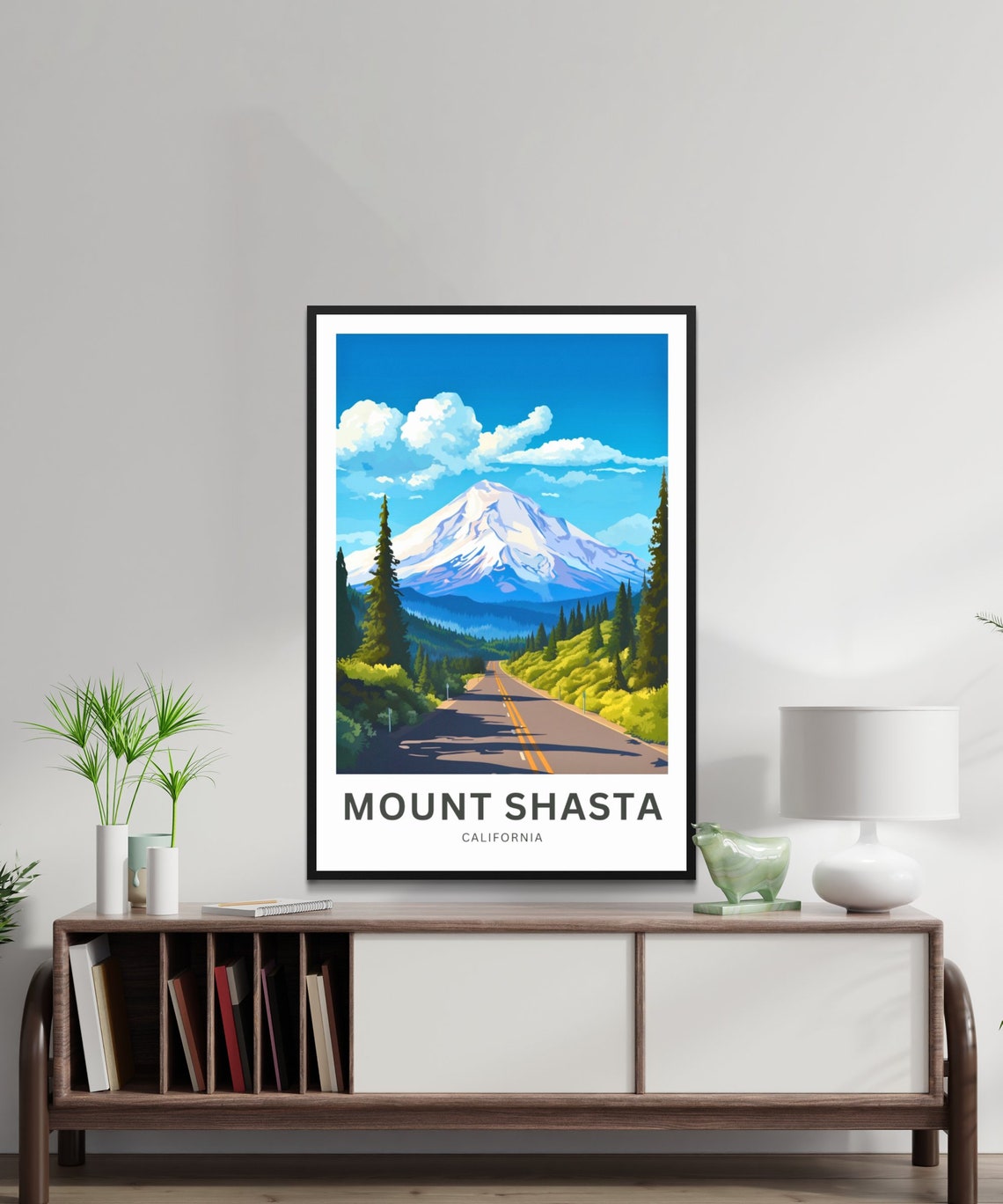 Personalized Mount Shasta California Snowy Summit Road Trip Poster - Image 2