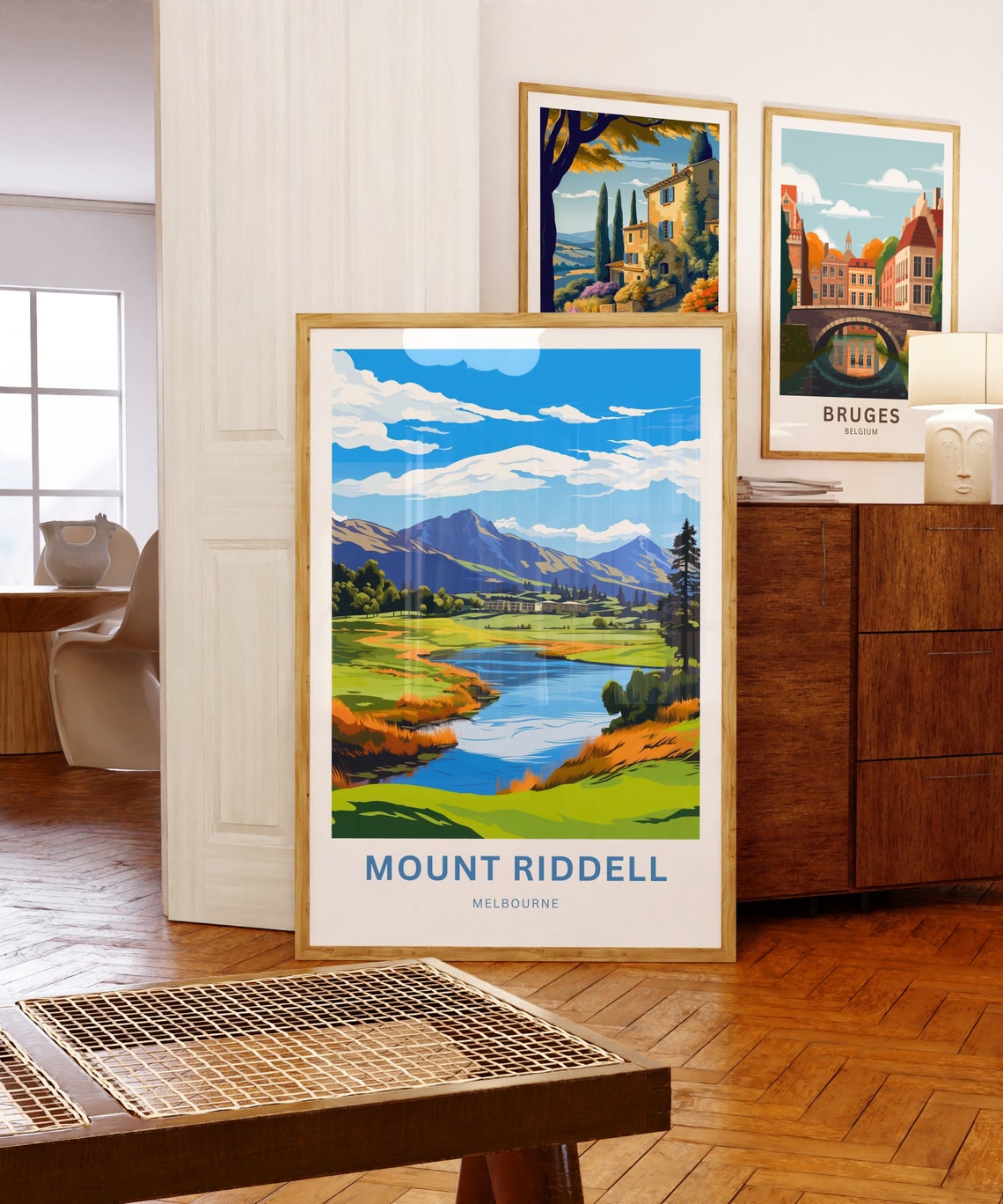 Mount Riddell Melbourne Lake Mountain Landscape Travel Art Poster - Image 5
