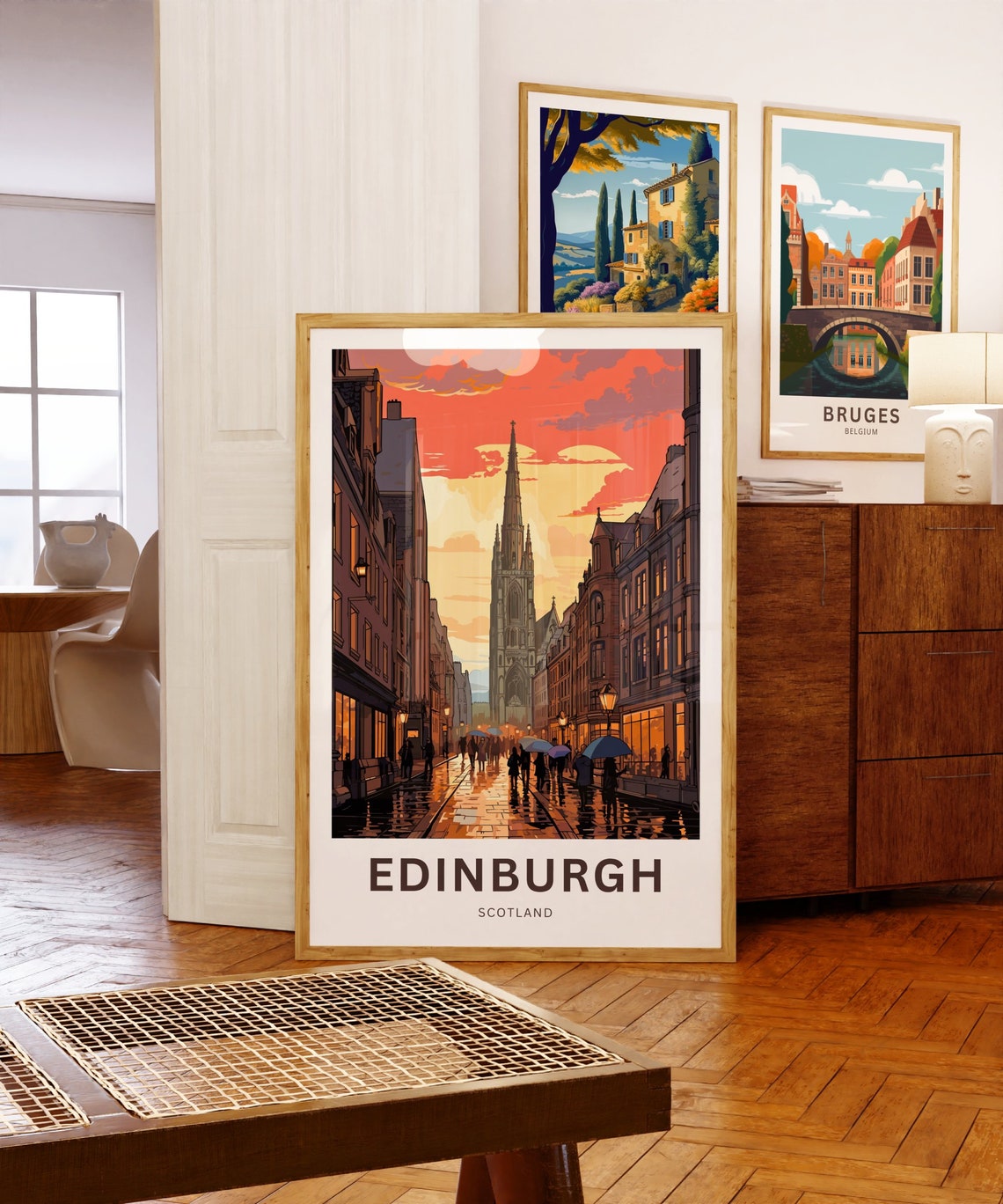 Edinburgh Scotland Church Spire Rainy Sunset Custom Art Poster - Image 5
