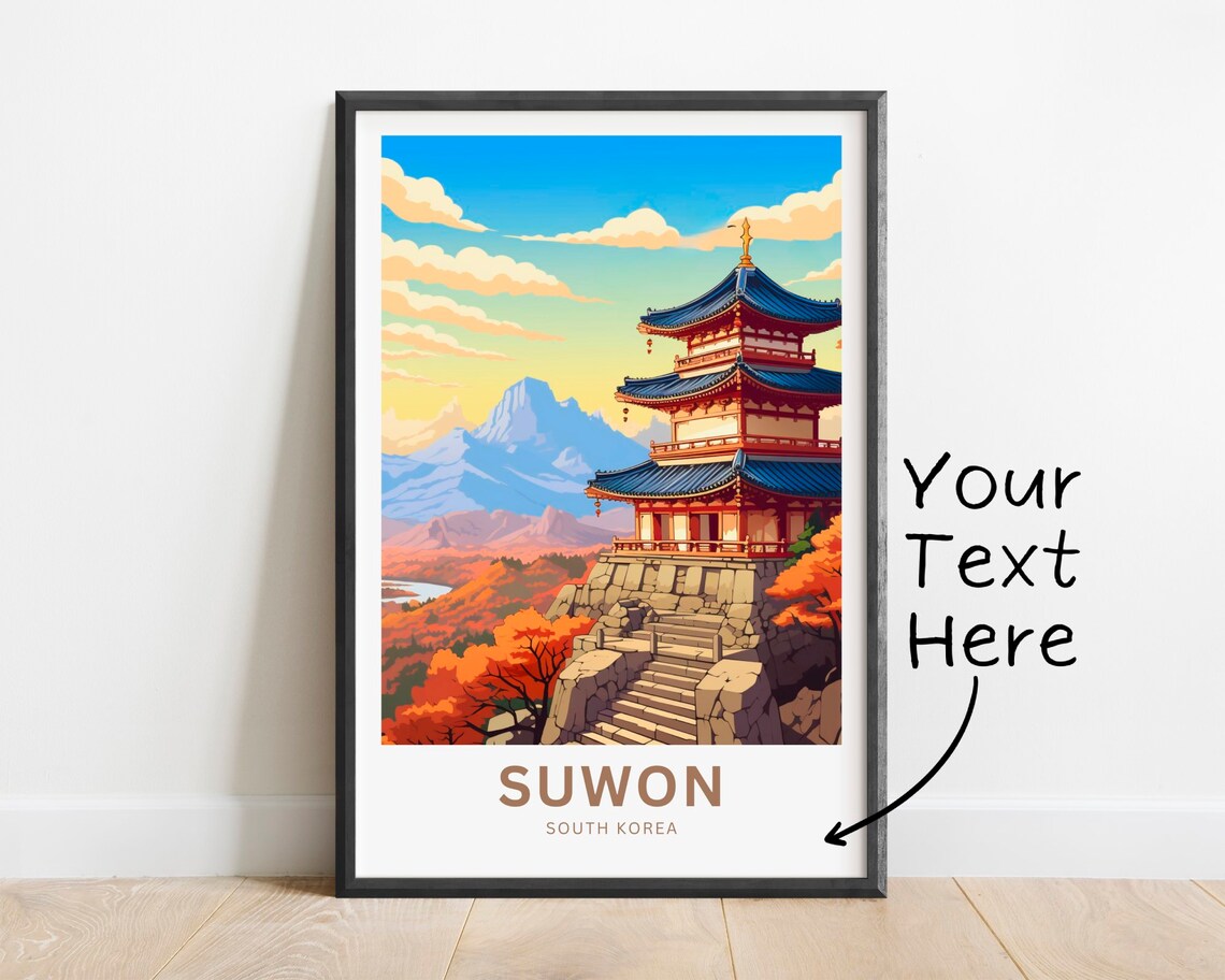 Suwon South Korea Traditional Pagoda Autumn Hills Custom Poster