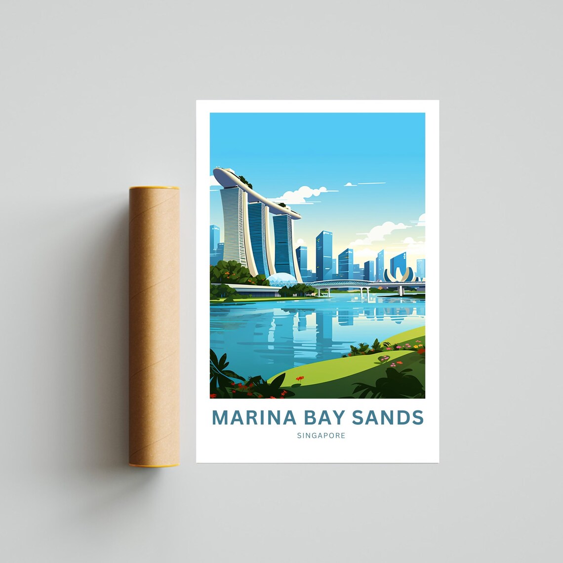 Marina Bay Sands Singapore Waterfront City Skyline Travel Poster - Image 4