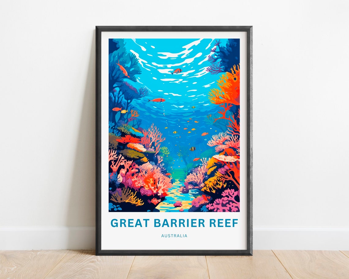 Great Barrier Reef Australia Coral Canyon Underwater Scene Poster - Image 3