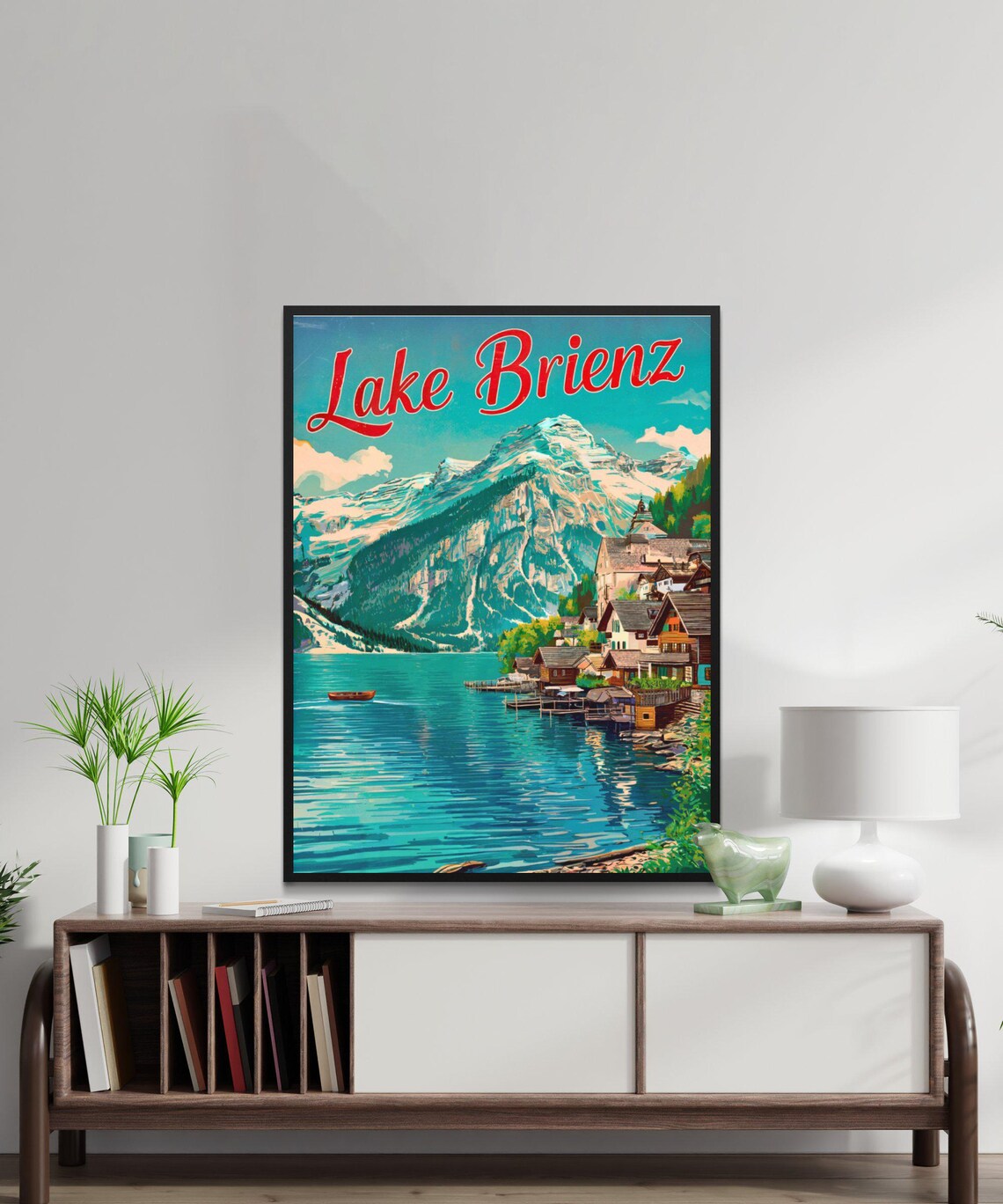 Lake Brienz Switzerland Vintage Lakeside Village Mountain Poster - Image 3