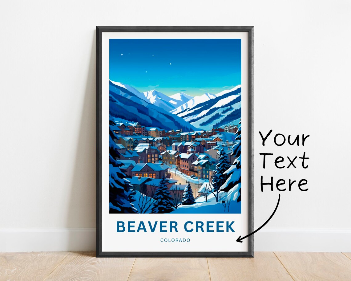 Personalized Beaver Creek Colorado Snowy Village Custom Travel Poster