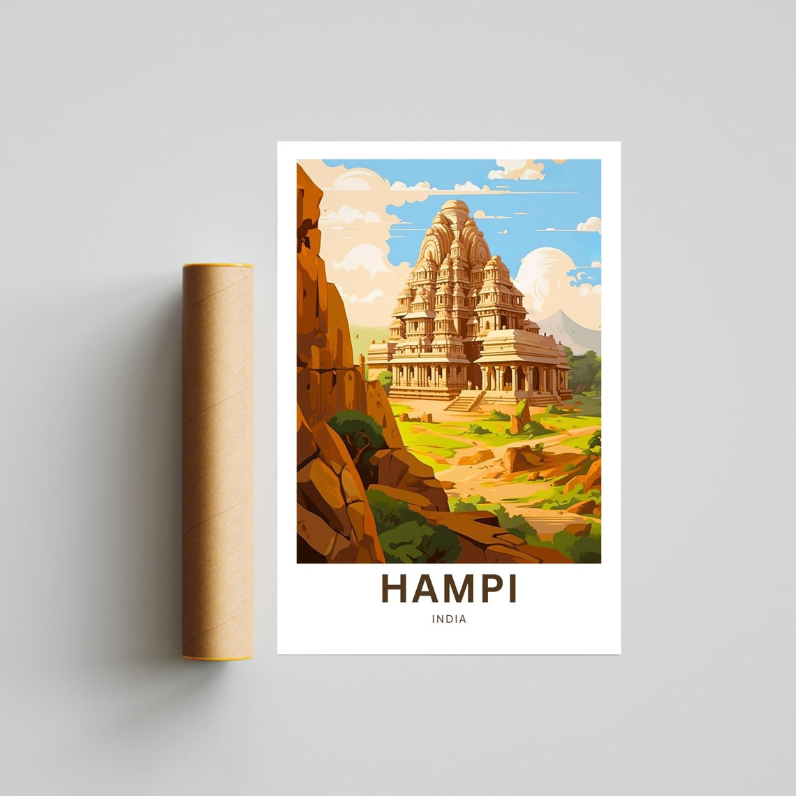 Hampi India Ancient Stone Temple Ruins Custom Travel Gift Poster - Image 4