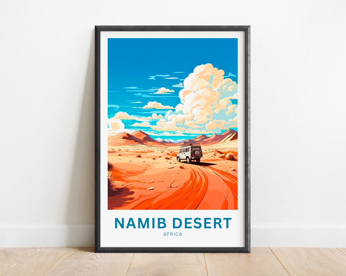 Namib Desert Africa Safari Jeep Red Dunes Adventure Travel Poster