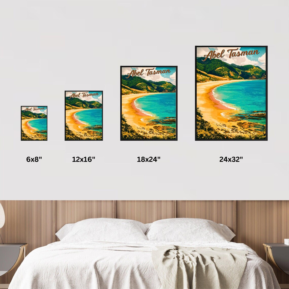 Abel Tasman New Zealand Sandy Beach Turquoise Sea Vintage Poster - Image 4