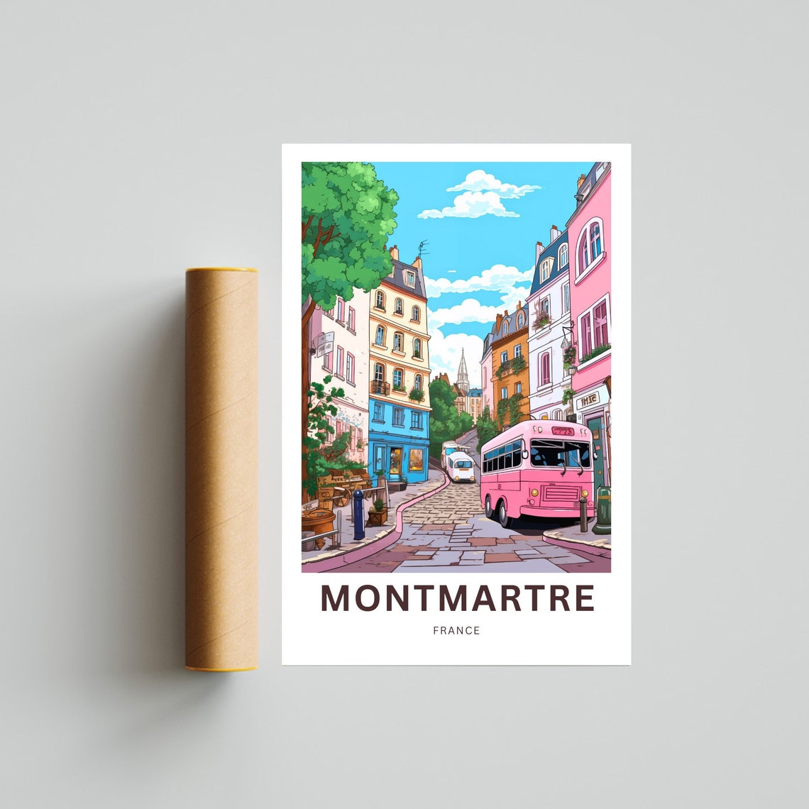 Montmartre France Colorful Street Corner Charming Travel Poster - Image 4
