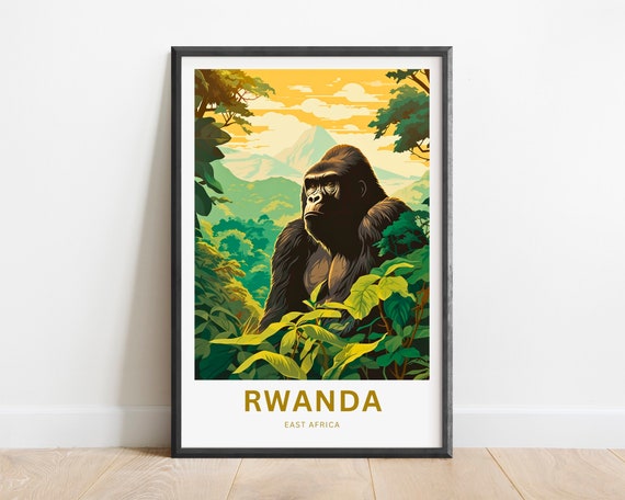 Rwanda Travel Print Rwanda Poster East Africa Wall Art Framed Present Gift United Africa Decor Custom Text Personalized