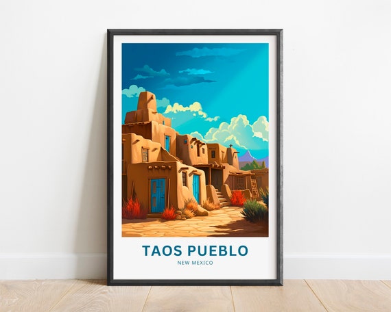 Toas Pueblo Travel Print Toas Pueblo Poster New Mexico Wall Art Framed Present Gift New Mexico Present