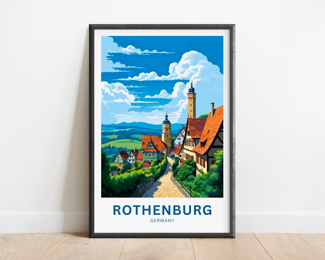 Rothenburg Germany Clock Tower Medieval Red Rooftops Old Town Poster