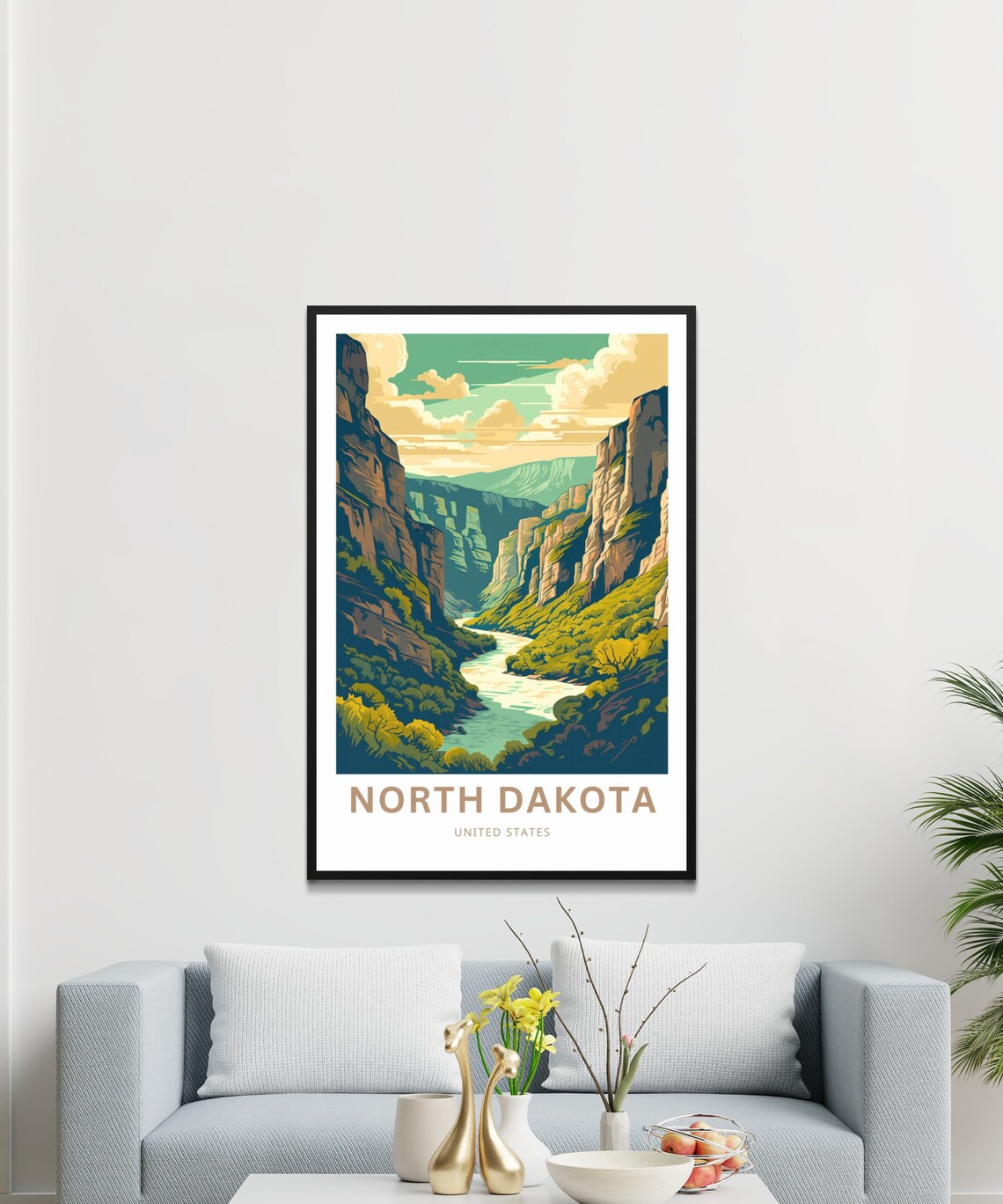 North Dakota Travel Poster, United States Travel Art - Image 3