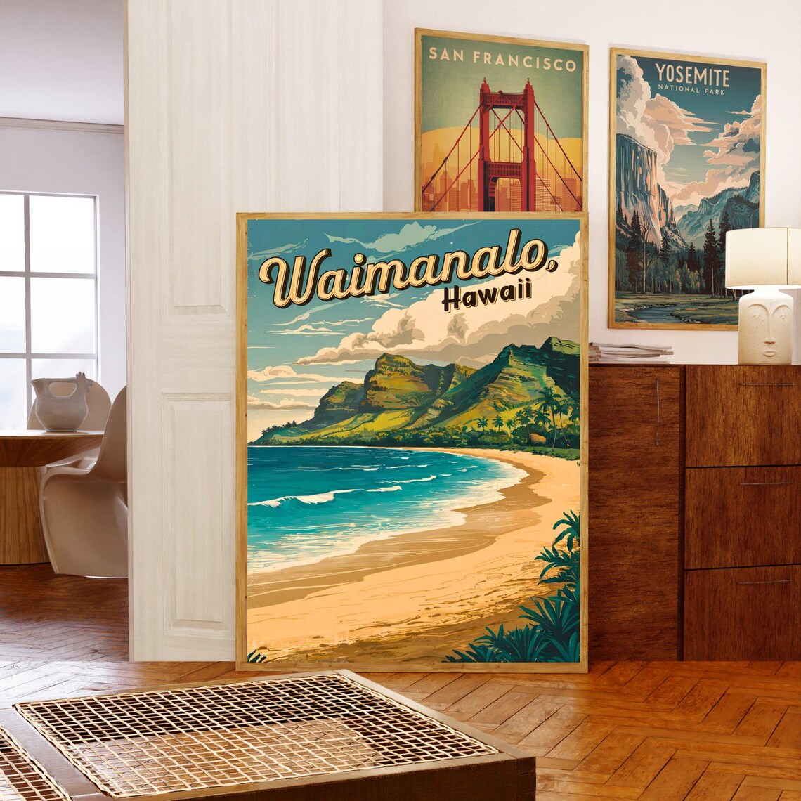 Waimanalo Vintage Travel Poster, Hawaii Travel Art - Image 5