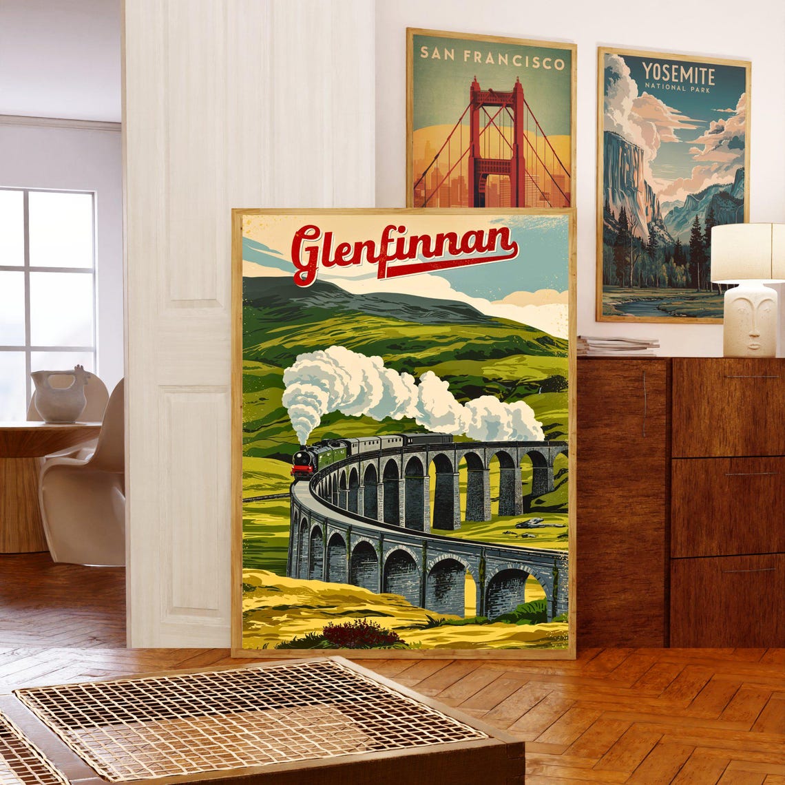 Glenfinnan Steam Train Viaduct Scottish Highlands Travel Poster - Image 5