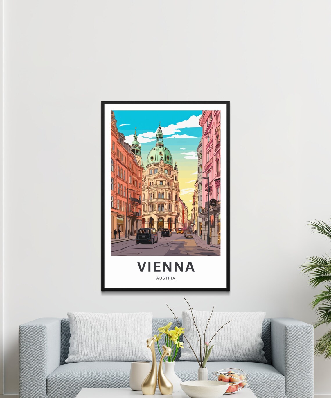Vienna Austria Historic Street Green Dome Church Vintage Poster - Image 3