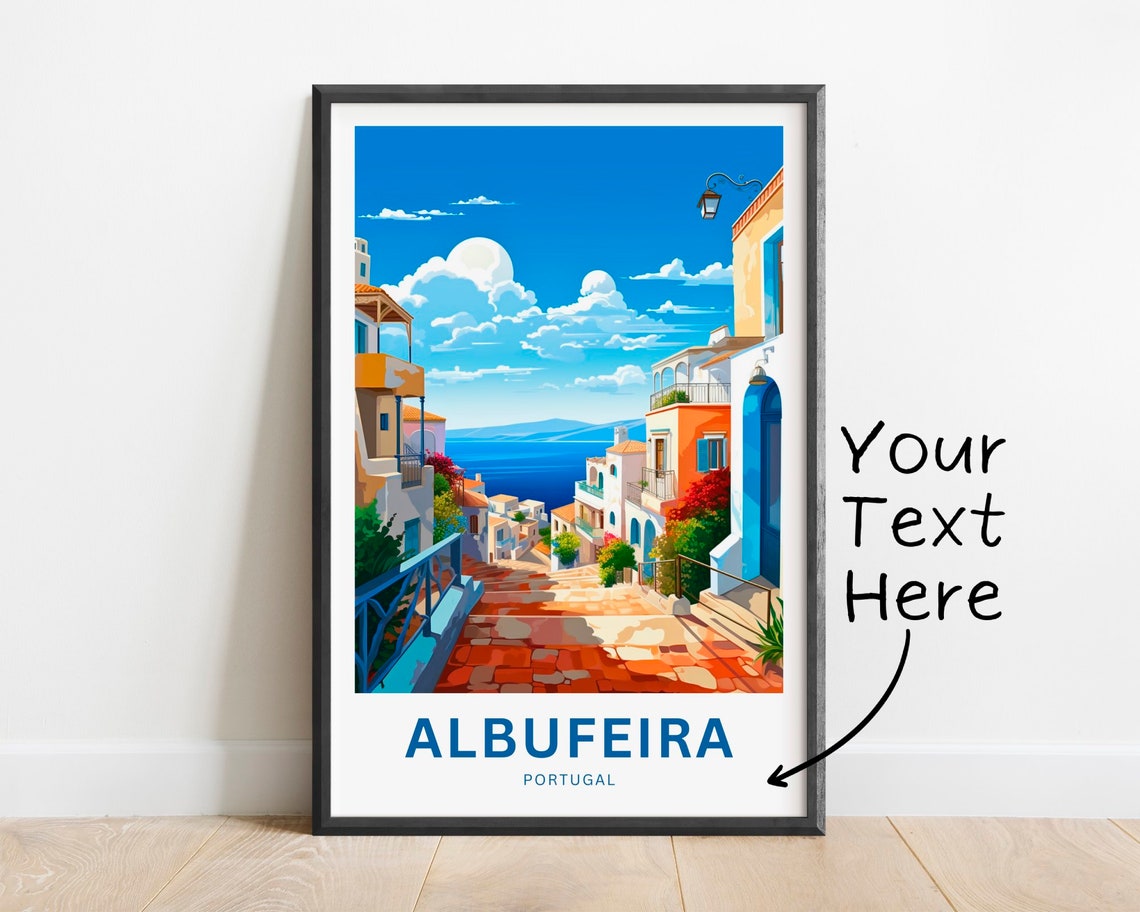 Personalized Sunny Albufeira Portugal Seafront Travel Poster