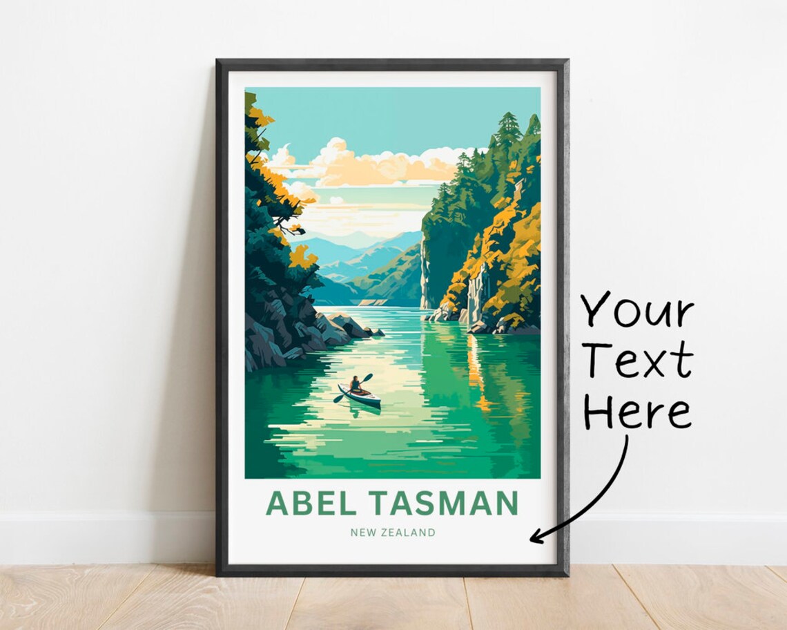 Abel Tasman New Zealand Kayak Lagoon Personalized Travel Poster