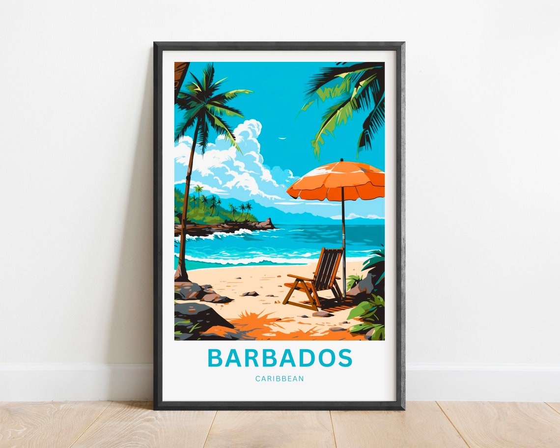 Barbados Travel Print Barbados Poster Caribbean Wall Art Framed Present Gift Caribbean Present
