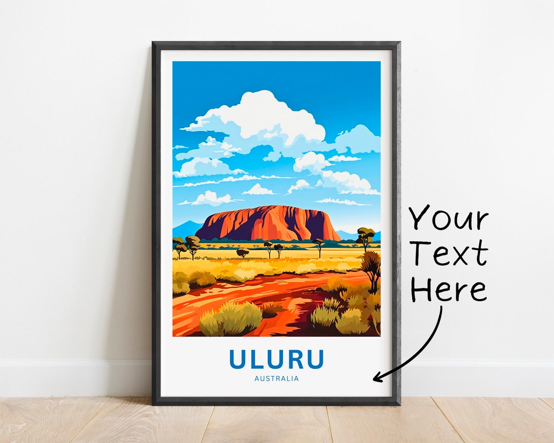 Uluru Australia Red Rock Desert Plain Vista Custom Text Poster