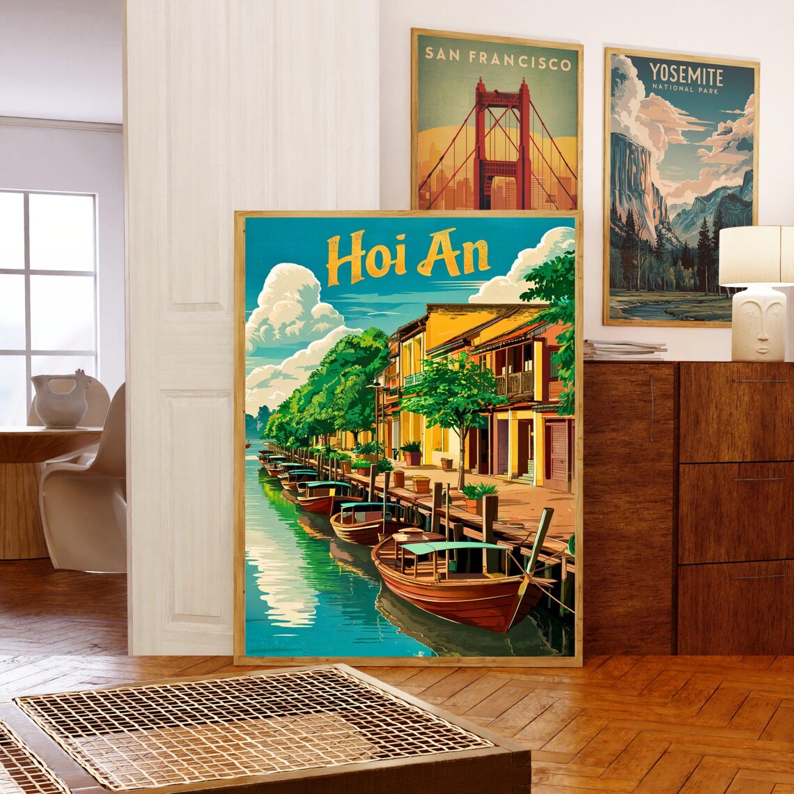 Hoi An Vietnam Riverside Boats Old Town Vintage Travel Poster - Image 5