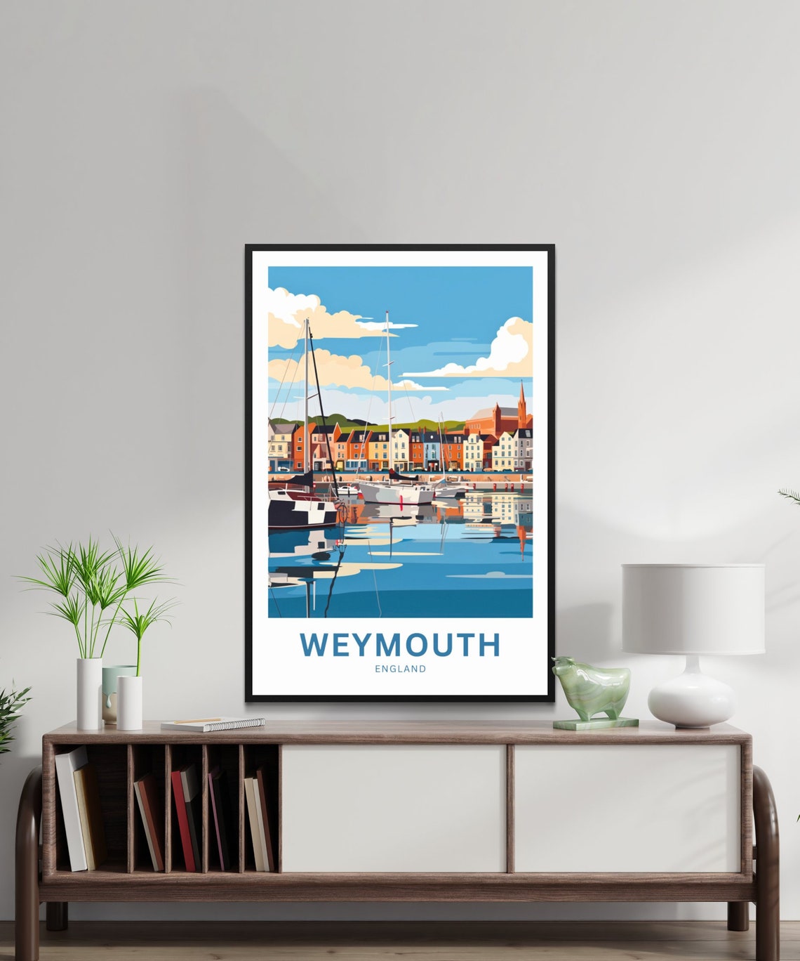 Personalized Weymouth England Sailboat Harbor Colorful Quayside Poster - Image 2