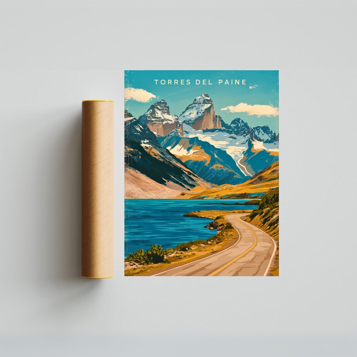 Torres Del Paine Granite Towers Turquoise Lake Retro Travel Poster - Image 4