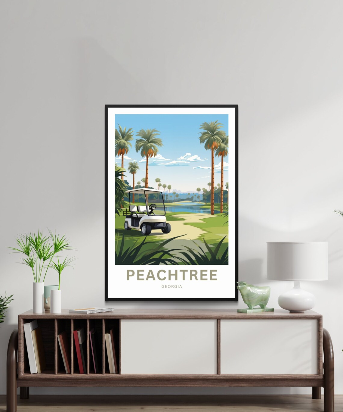 Peachtree Georgia Golf Course Cart Palm Lake Personalized Poster - Image 2