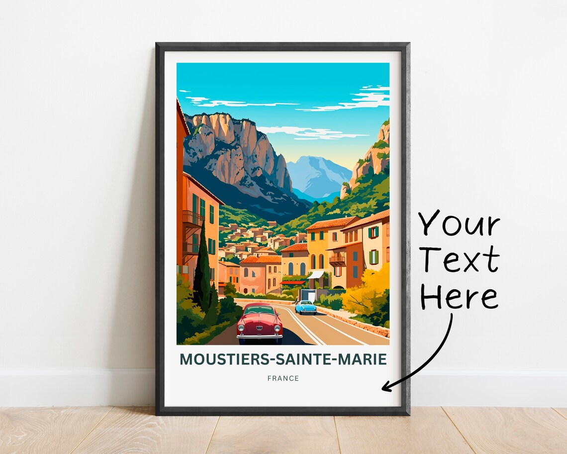 Moustiers-Sainte-Marie France Village Road Vintage Cars Travel Poster - Image 2