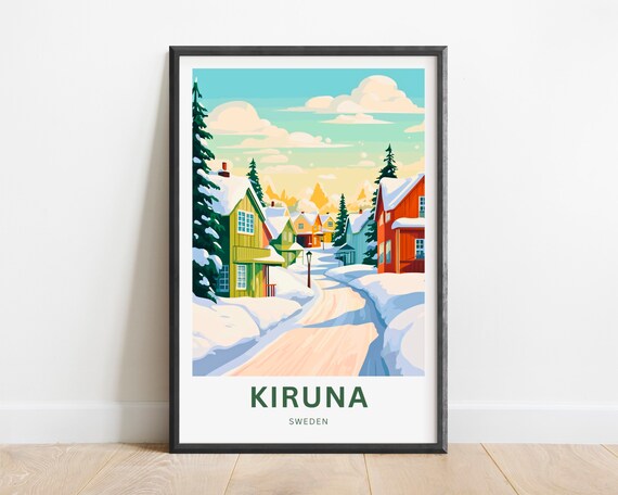 Kiruna Sweden Arctic Winter Snow Village Scandinavian Travel Poster