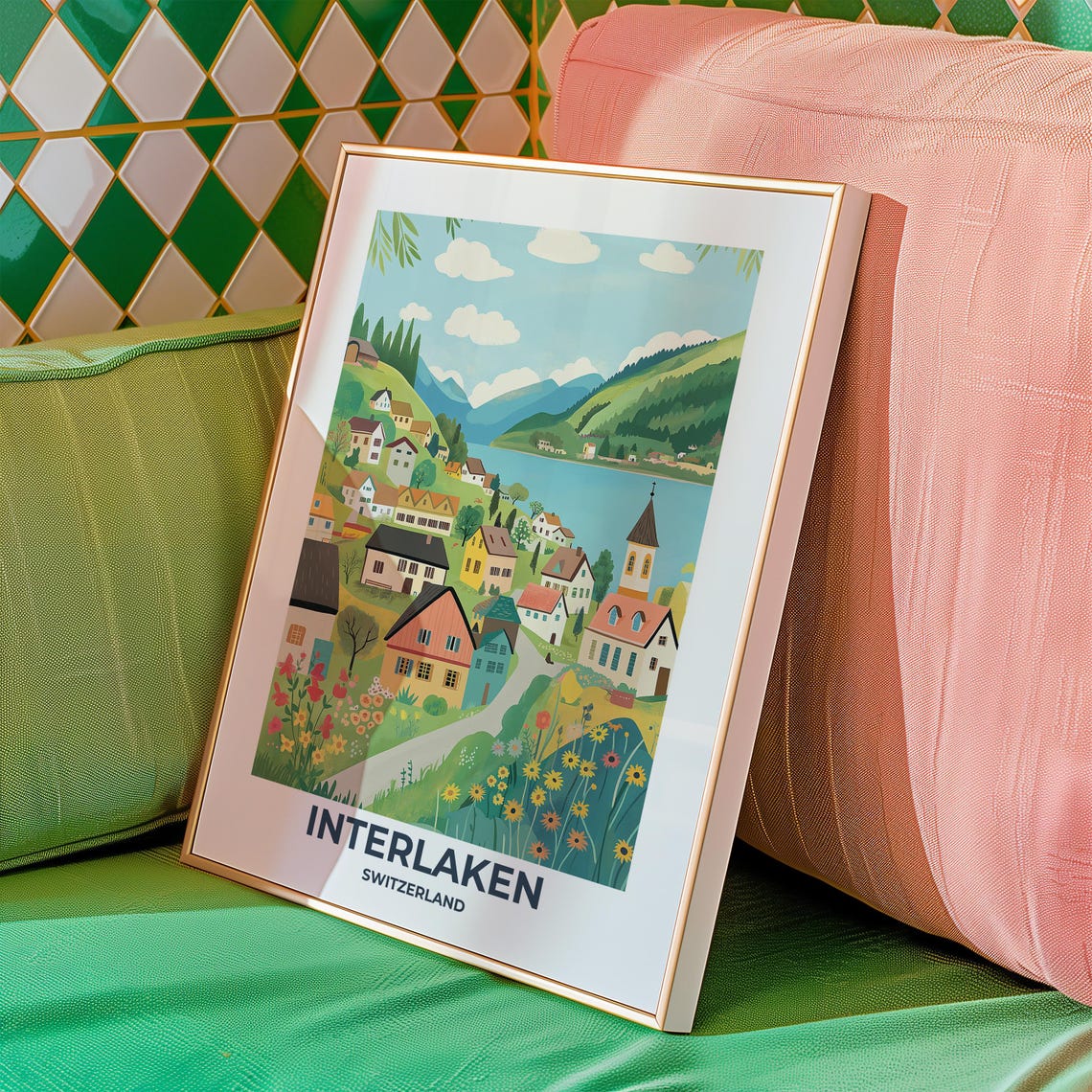 Interlaken Travel Poster Interlaken Poster Interlaken Travel Print Interlaken City Print Travel Print Travel Poster Switzerland Art 004 - Image 3