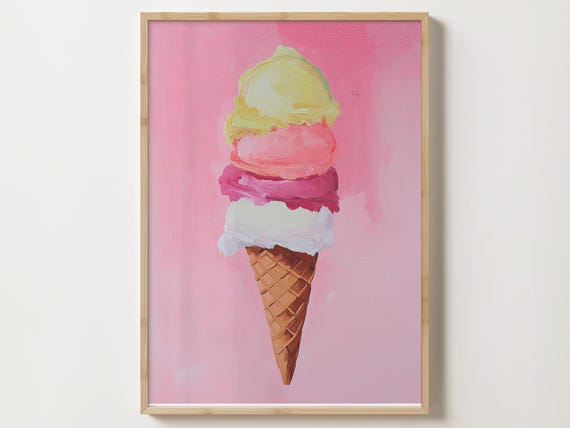 Ice Cream Print Kitchen Prints Pink Wall Art Food Art Ice Cream Poster Coffeebar Cafe Print Cafe Art Poster Cafe Print 8