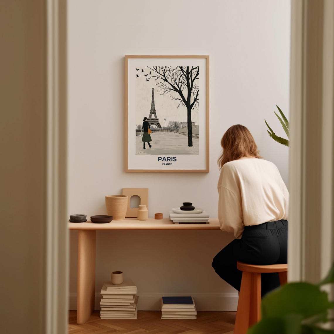 Paris Eiffel Tower on a Quiet Morning Minimalist Travel Poster - Image 2