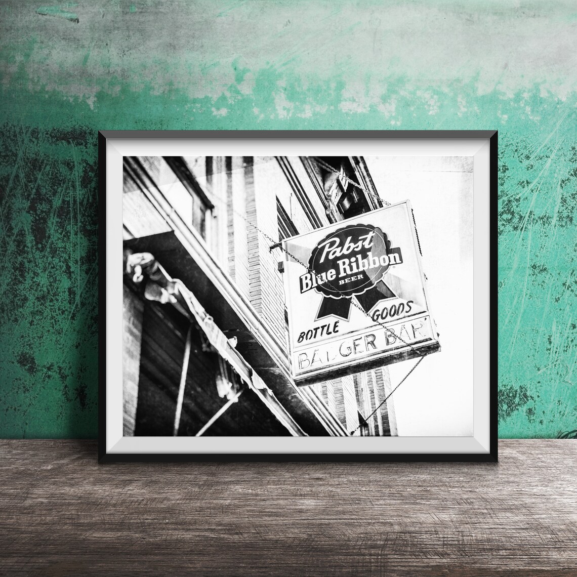 Badger Bar Pabst Blue Ribbon Vintage Beer Sign Wisconsin Poster - Image 2