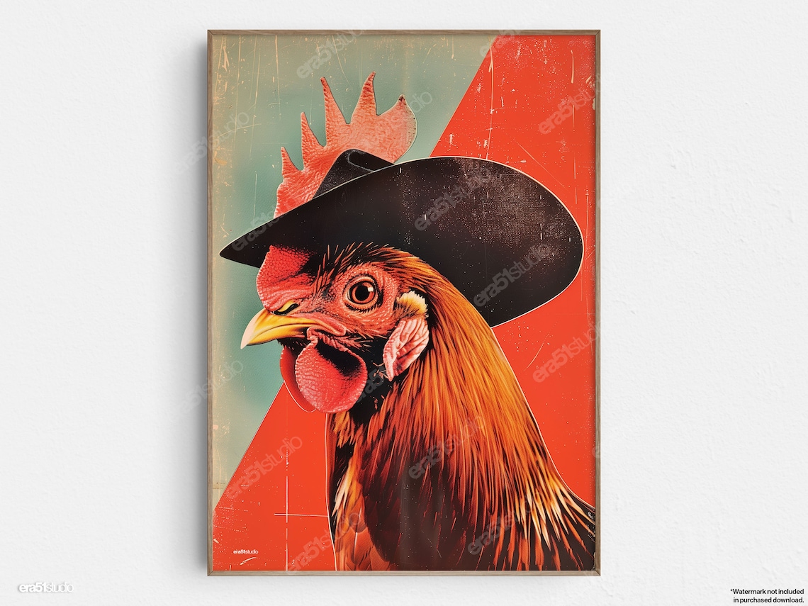 Rooster With Attitude, Midcentury Modern Art Print