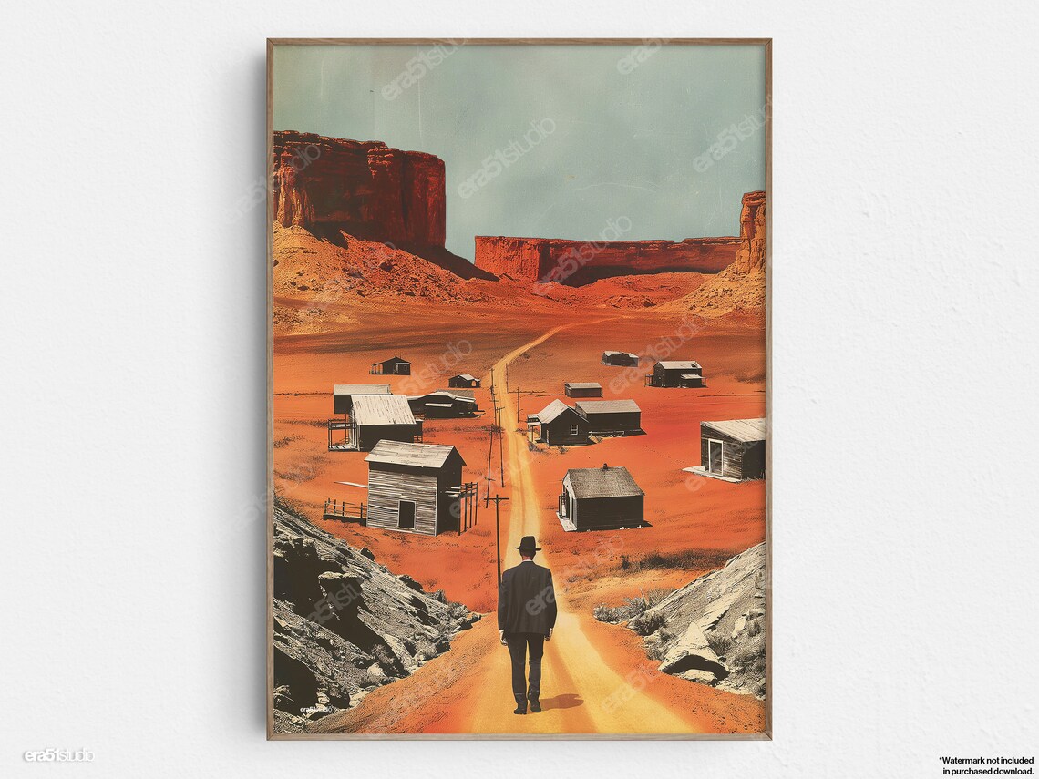 Desert Walk Solitude, Mid-Century Modern Art Print