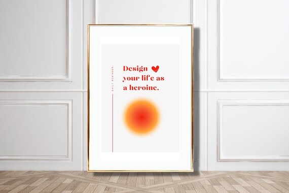 Quote Poster Design Your Life As A Heroine Minimalist Print Motivational Poster Instant Quoteartlab
