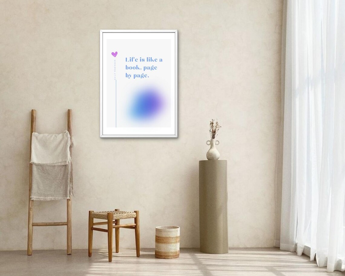 Life Is Like A Book Page By Page Blue Minimalist Daily Reminder Poster - Image 2