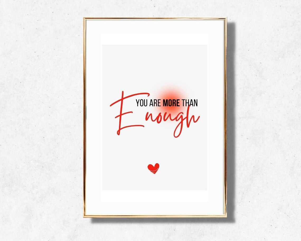 You Are More Than Enough Red Script Daily Affirmation Typography Poster - Image 4