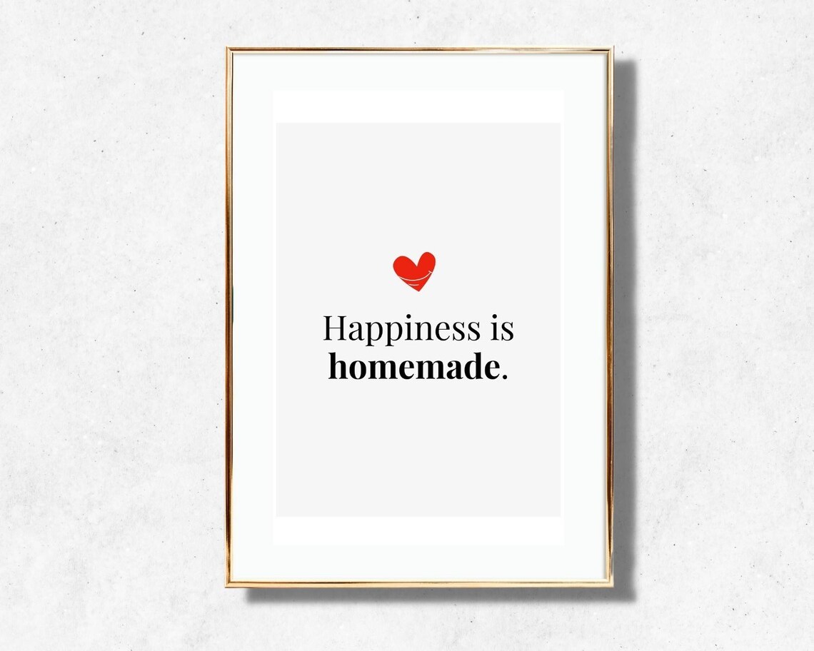 Happiness Is Homemade Quote Serif Heart Warm Cozy Minimalist Poster - Image 4