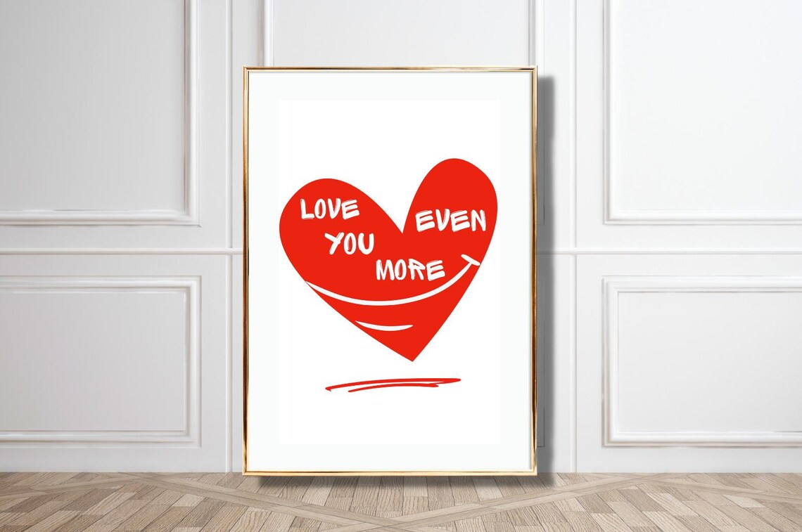 Love You Even More Red Heart Romantic Sweet Couple Love Art Poster - Image 5