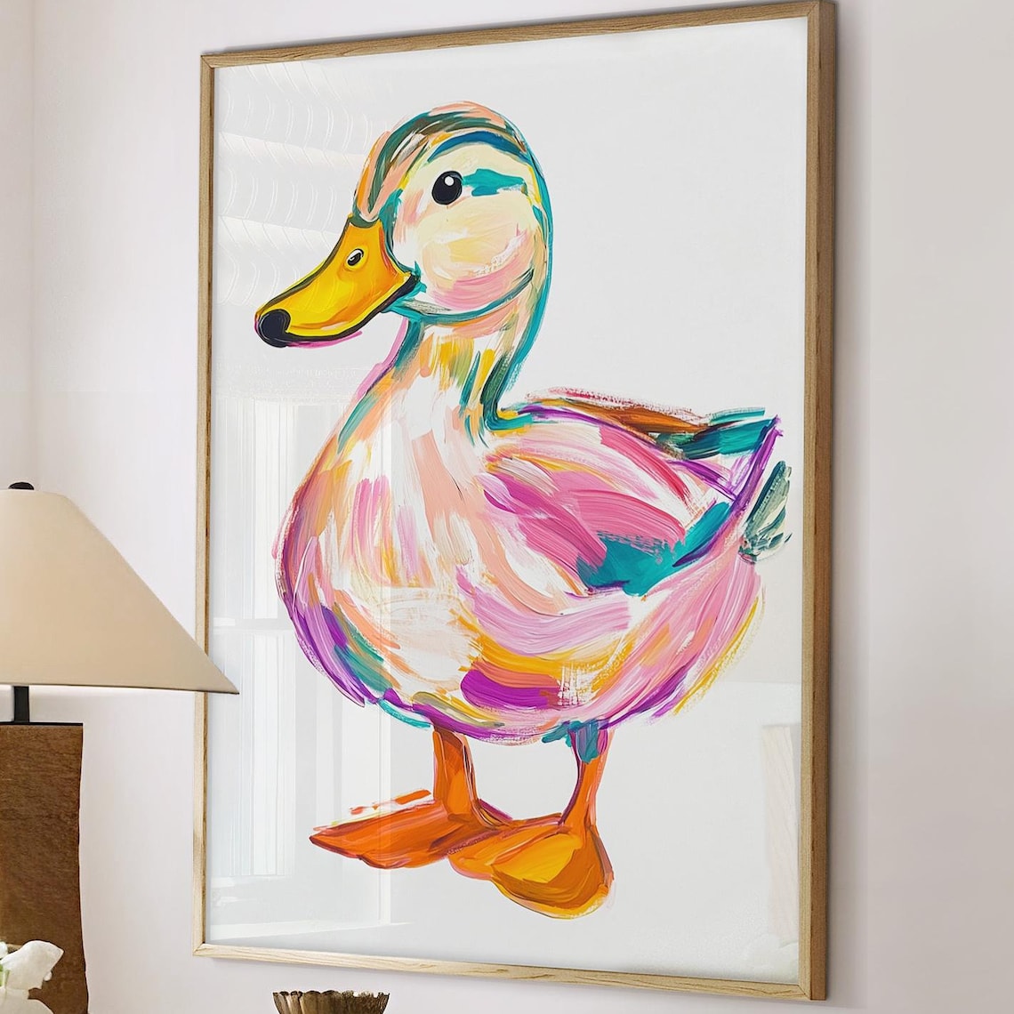 Duck Colorful Maximalist Eclectic Animal Portrait Art Print