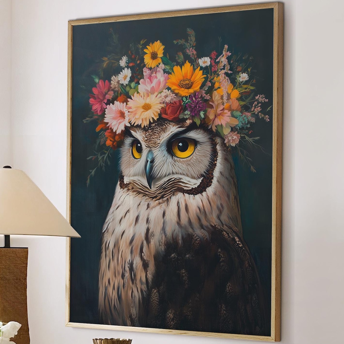 Owl Maximalist Eclectic Animal Portrait Art Print