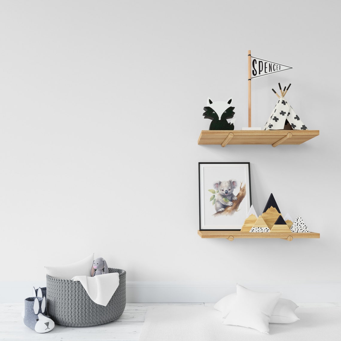Sweet Baby Koala Watercolor Eucalyptus Branch Nursery Wall Art - Image 3