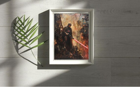 Darth Vader Red Lightsaber Dark Side Star Wars Movie Fan Art Poster