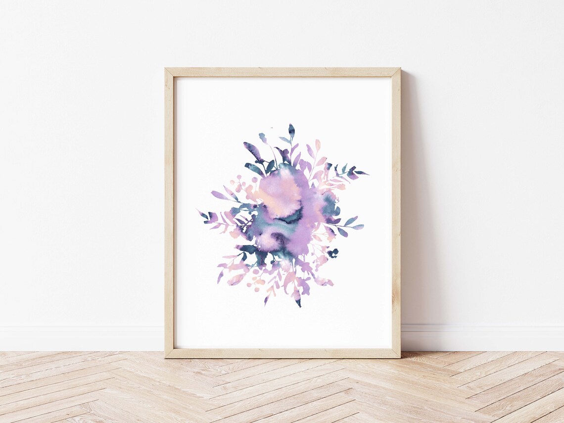 Purple Lavender Watercolor Floral Bouquet Botanical Wall Poster - Image 3