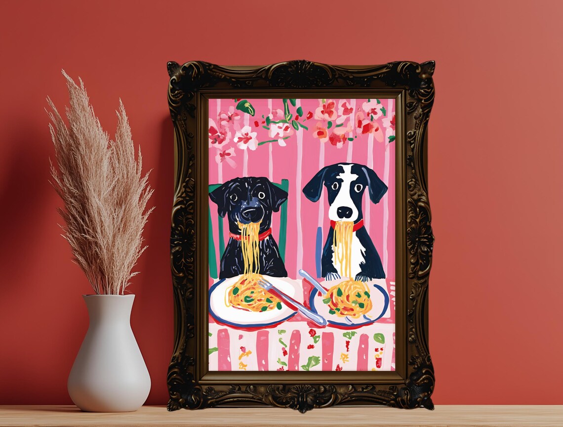 Spaghetti Dog Art Print, Maximalist Dining Decor - Image 6