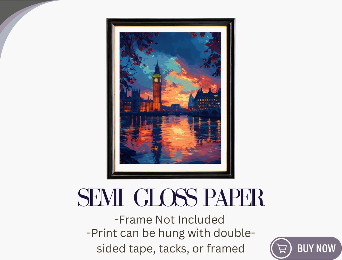 London Print Wall Art Uk Travel Poster Cityscape Decor Gift For Travelers Big Ben Art For Bedroom Living Room - Image 6