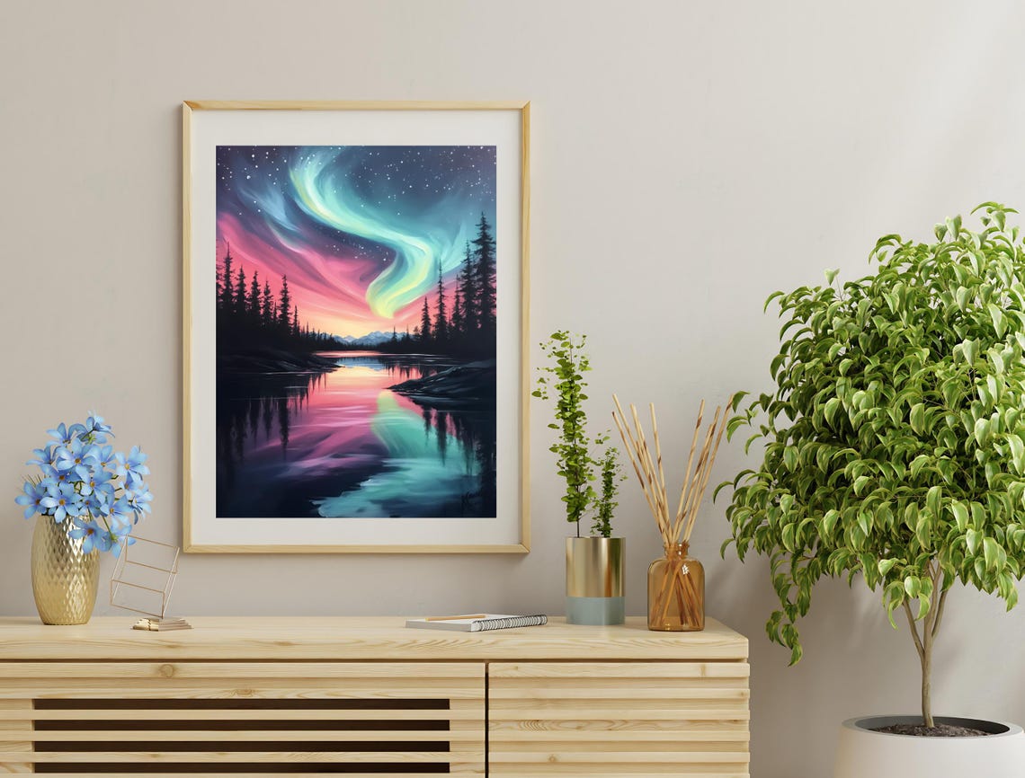 Dark Maximalist Art Print Dark Night Sky Painting For Aesthetic Home Decor Unique Wall Art - Image 3