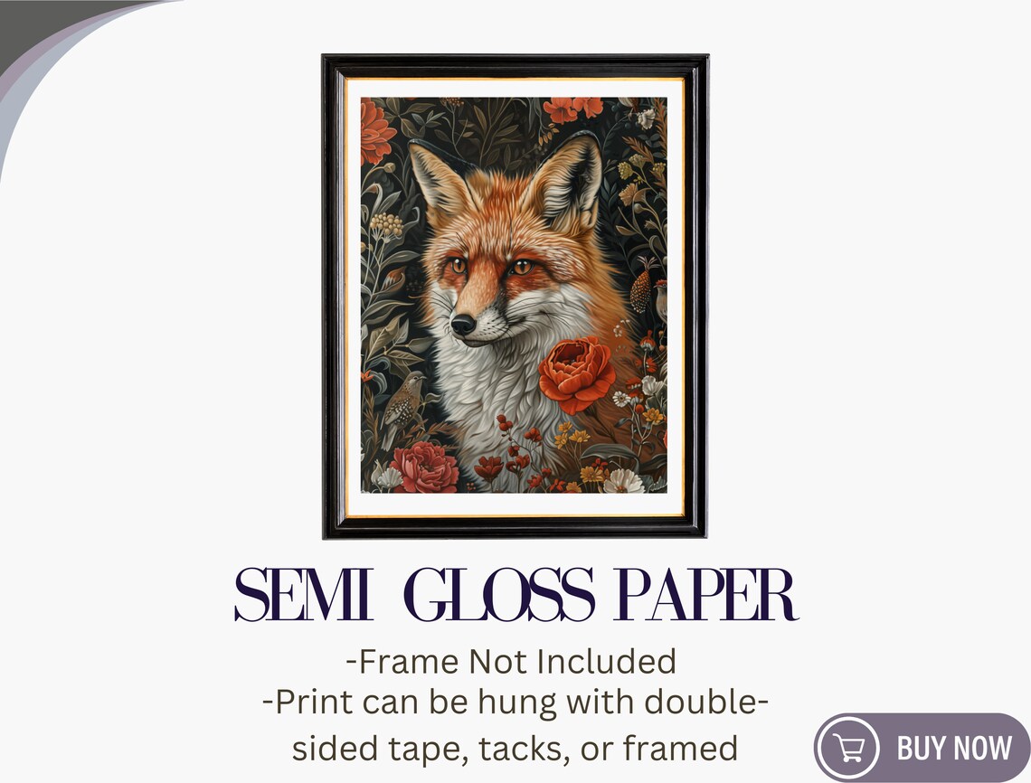 Fox Portrait Autumn Floral Garden Vintage Dark Botanical Animal Art Print - Image 6